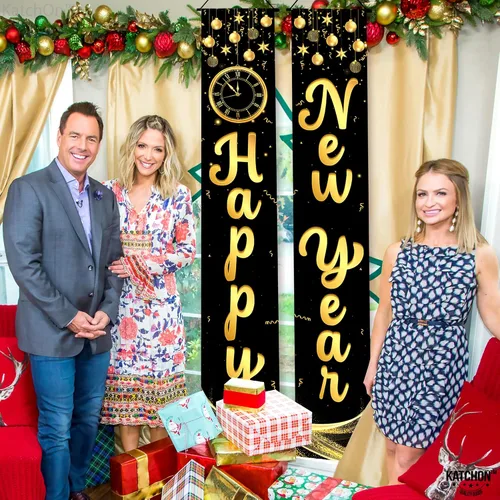 Miniatura 5 de KatchOn, Xtralarge - Cartel de feliz año nuevo – 72 x 12 pulgadas Cartel de puerta de feliz año nuevo para suministros de fiesta de Año Nuevo 2026