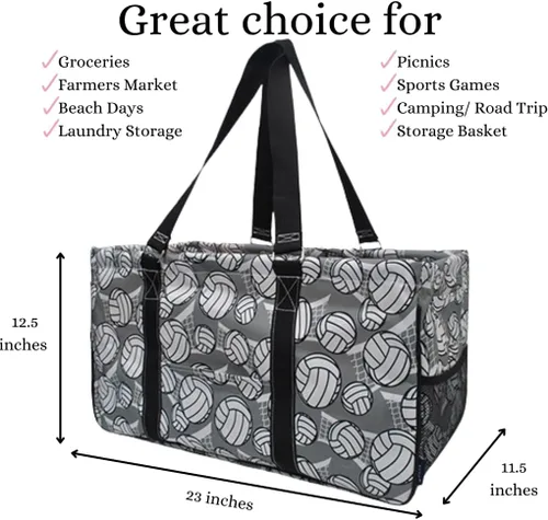 Miniatura 41 de NGIL Bolsa de comestibles reutilizable extra grande plegable de gran tamaño para comestibles, almacenamiento, picnic, playa, Bronco-negro occidental