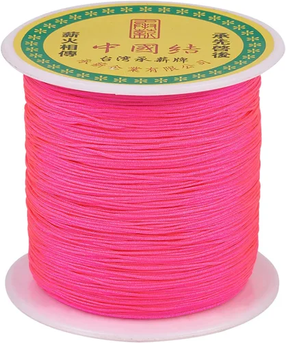 Miniatura 74 de Cordón de nailon trenzado de 150 yardas, cuerda roja de 0.020 in para pulsera, hilo de cuentas de nailon para collar Kumihimo, joyas, borlas
