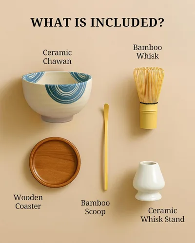 Miniatura 3 de Juego de batidor de matcha, cuenco de chawan, juego de té japonés, cuenco de cerámica para matcha Chasen Scoop APEX S.K. Premium japonés ceremonial
