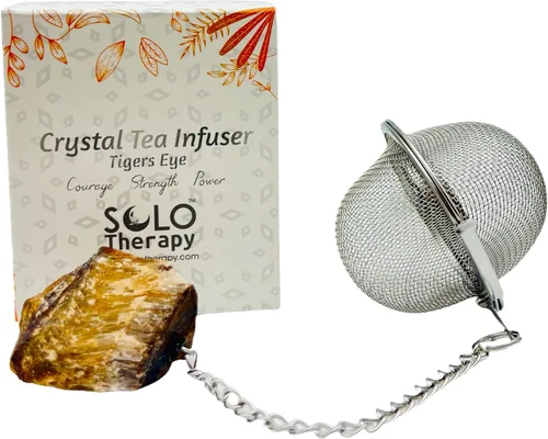 Miniatura 5 de Infusor de té de cristal, cristal de amatista, colador de té de malla de acero inoxidable, filtro de té de bola de cristal de amatista con gancho