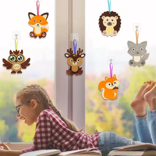 Miniatura 5 de Fennoral Paquete de 12 Kit de Manualidades de Otoño para Niños Haz Tu Propio Animal de Otoño Calcomanías de Espuma Artes y Manualidades de Otoño