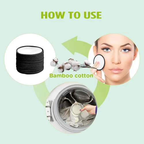Miniatura 5 de Almohadillas reutilizables para eliminar el maquillaje facial, 16 unidades, 100% algodón orgánico, toallitas de limpieza facial, tela lavable