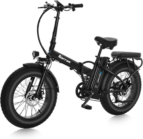 Miniatura 10 de Bicicleta eléctrica plegable con neumáticos gordos Narrak, batería extraíble de litio de 48V y 624Wh, motor sin escobillas de pico de 1100W