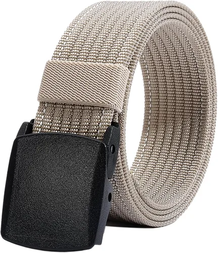 Miniatura 7 de LionVII Cinturones de trabajo de nailon para hombre, cinturón de lona transpirable con hebilla de plástico, fácil de recortar para adaptarse a
