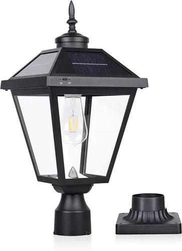 Miniatura 2 de Luz solar ST4334Q vintage de atardecer a amanecer para exteriores, lámpara LED brillante con energía solar para poste pilar, patio, puertas y camino