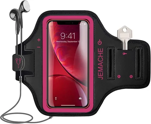 Miniatura 10 de Brazalete para iPhone 17, 16, 15, resistente al agua, para gimnasio, correr, entrenamiento, para iPhone 17, 16, 15, 14, 13, 12 Pro (negro)