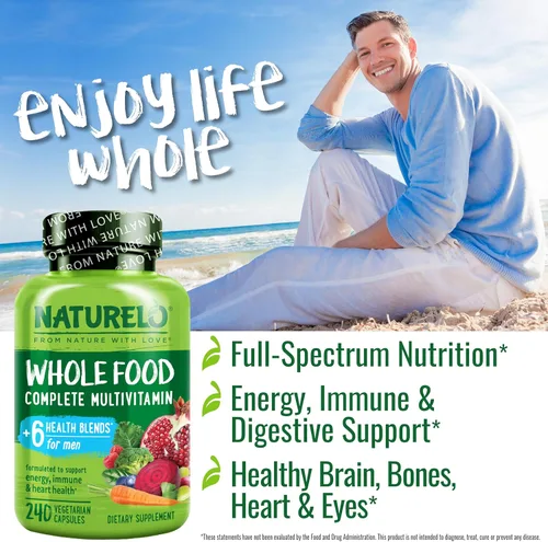 Miniatura 6 de NATURELO Multivitamínicos para Hombres - Multivitamínico de Alimentos Integrales para Hombres con Vitaminas, Minerales - 240 Cápsulas Vegetarianas