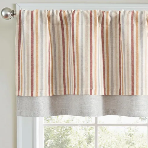 Miniatura 16 de jinchan Cenefa de Lino a Rayas para Ventanas de 16 Pulgadas Cortinas Opacas para Ventana Pequeña Estilo Granja Cenefa de Doble Capa para Sala