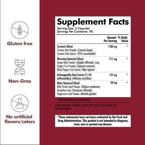 Miniatura 3 de Santo Remedio Cúrcuma, apoya la salud de las articulaciones y la respuesta inflamatoria saludable al ejercicio, sin gluten, vegetariana, sin