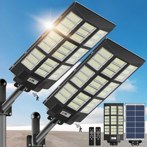 Miniatura 10 de Luces solares impermeables para exteriores, luz solar de calle de 8000 W con sensor de movimiento, luces de inundación de seguridad de 7000 K