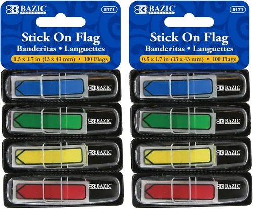 BAZIC Products Dispensadores de marcadores de página de neón, notas adhesivas para materiales de estudio, uso de oficina y marcadores de página de