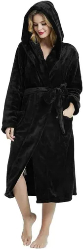 Miniatura 44 de HEARTNICE Bata de forro polar con capucha para mujer, bata de baño suave para mujer, bonito abrigo largo para casa