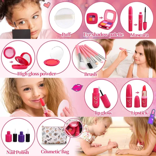 Miniatura 3 de Woumserta - Juguetes para niñas pequeñas, kits de maquillaje de simulación - juego de maquillaje falso para niños de 3, 4, 5, 6 años, kit