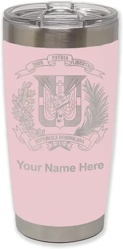 Miniatura 15 de LaserGram Taza aislada al vacío de 20 onzas, escudo de armas, República Dominicana, grabado personalizado incluido (gris)
