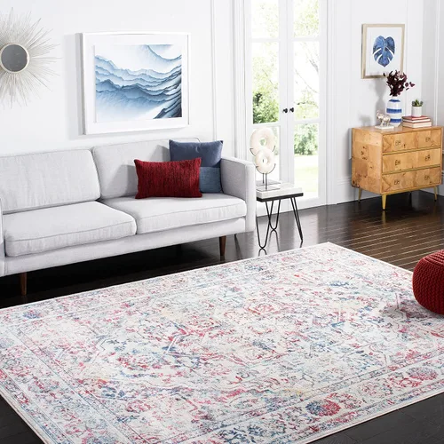 Miniatura 39 de SAFAVIEH - Alfombra de la colección Brentwood - 6' x 9', azul marino y gris claro, diseño envejecido con medallón, no desprende pelusa y fácil azul