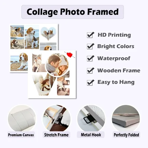 Miniatura 6 de LZIMU Impresiones en lienzo de collage con tus fotos personalizadas múltiples imágenes para pared, collage personalizado de fotos, regalos