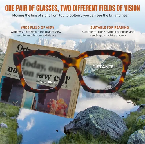 Miniatura 4 de HIYANJN Gafas de Lectura Bifocales para Mujeres con Filtro de Luz Azul para Computadora, Parte Superior Transparente, Montura Mate de Gran
