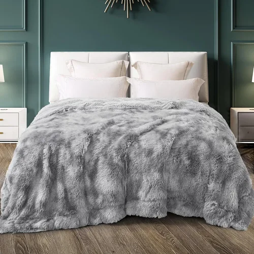 Miniatura 21 de Exclusivo Mezcla Manta de Cama Mullida de Piel Sintética Tamaño King, Mantas Reversibles Shaggy de Vellón Sherpa Teñido Tie Dye, Mantas Mullidas
