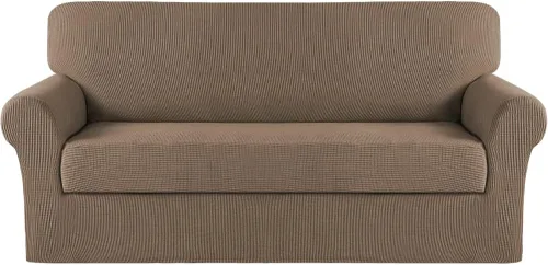 Miniatura 37 de Turquoize Fundas para sofá lavables de 2 piezas, fundas para sofá de 3 cojines, fundas elásticas para sofá con parte inferior elástica, tela