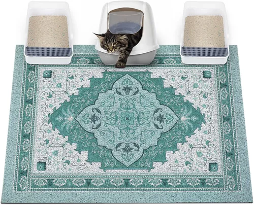 Miniatura 8 de Glittme Alfombrilla de Arena para Gatos con Base Antideslizante, Alfombrilla de Caja de Arena Impermeable que Atrapa la Arena, Fácil de Limpiar