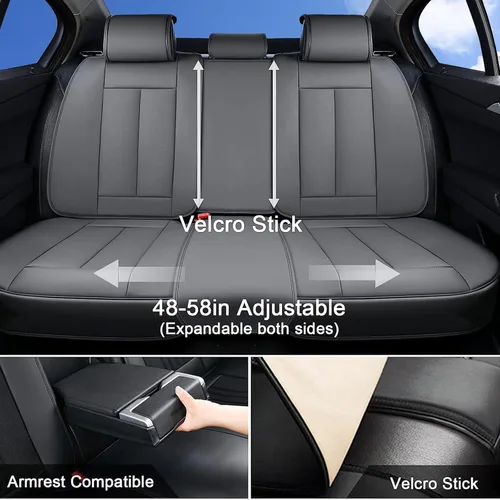 Miniatura 2 de Coverado Juego completo de fundas universales para asiento de automóvil, 5 asientos universales para automóviles, fundas impermeables de piel