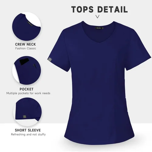 Miniatura 22 de niaahinn Conjunto de uniformes médicos para mujer, uniformes de enfermería, cuello en V clásico y pantalones quirúrgicos para correr
