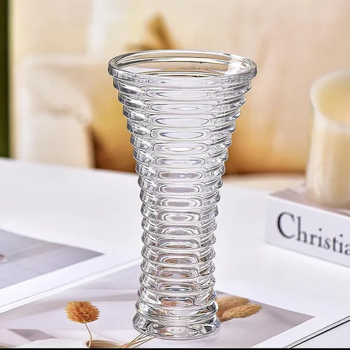 Miniatura 9 de Florero de cristal transparente, diseño grueso para decoración del hogar, centros de mesa, boda, regalo para madres