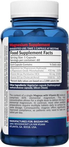 Miniatura 9 de MAGNOX® Suplemento de magnesio de alta absorción con vitaminas B6 y D3 para mujeres y hombres Apoyo para el sueño Una cápsula al día