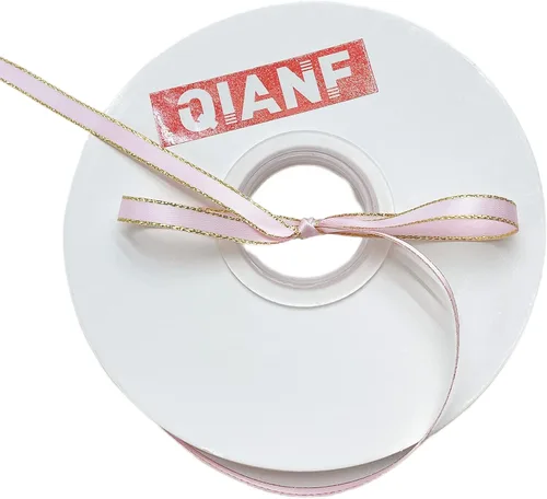 Miniatura 4 de QIANF Cinta de satén rosa de doble cara con borde dorado para envolver regalos, lazos para el cabello, decoración de fiesta de boda, costura
