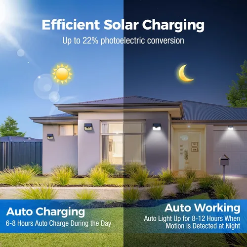 Miniatura 4 de Peasur Luces solares impermeables para exteriores [12 paquetes/140 LED], 3 modos de iluminación solar con sensor de movimiento para exteriores