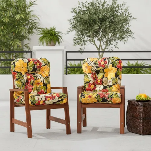 Miniatura 2 de Cojines para silla de exterior con bisagras, diseño de una sola pieza, cojín reversible para asiento y respaldo de patio con lazos, tela
