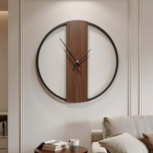 Miniatura 13 de Reloj de pared negro de 16 pulgadas decorativo, moderno reloj de metal para sala de estar, funciona con pilas, silencioso, sin tictac, números