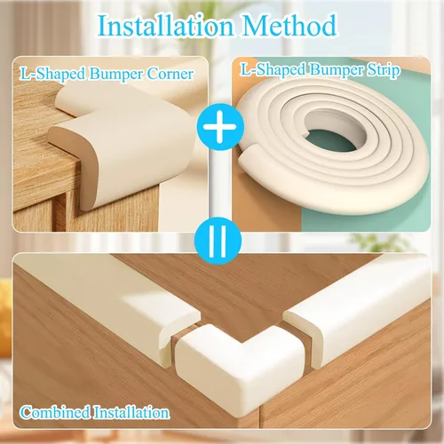 Miniatura 5 de ZOMPAGO Rollo protector de bordes de bebé (6.56 pies) y 8 protectores de esquina, protectores de esquina de espuma blanca para muebles, esquinas