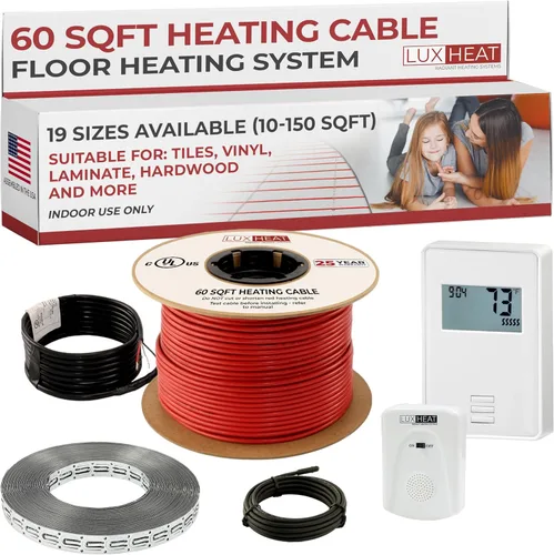 Miniatura 12 de LuxHeat Kit de cable de calefacción de suelo de 10 pies cuadrados - Sistema de calefacción por suelo radiante de 120 V - Sistema de suelo