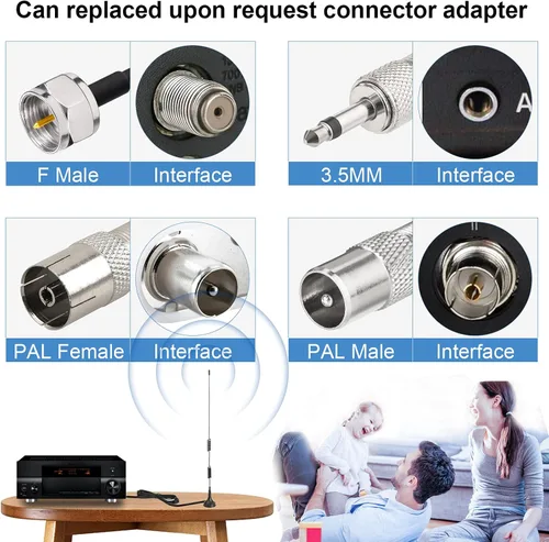 Miniatura 3 de Bingfu Antena FM Base magnética Antena de radio FM para Pioneer Onkyo, Yamaha, Marantz, Sherwood, radio digital HD, radio FM, Bluetooth, receptor