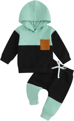 Miniatura 249 de Conjunto de ropa de otoño e invierno para bebé y niño, sudadera larga con capucha y pantalones para niños pequeños, 6, 12, 18, 24 meses, 2T