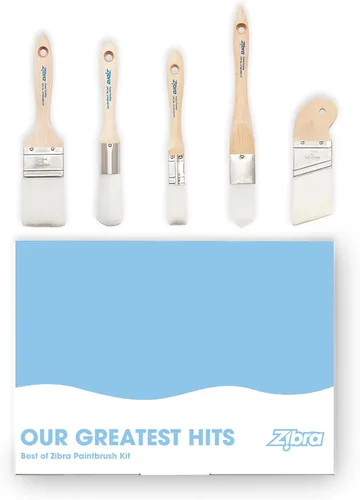 Zibra Juego de 5 pinceles de pintura DIY con detalles y pinceles de pintura de 2 pulgadas para paredes, adornos y muebles, color blanco