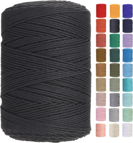 Miniatura 80 de Cuerda de macramé 4 mm x 328 yardas Natural Cuerda de algodón para macramé Cuerda de macramé colorida Cordón de algodón suave Suministros de macramé