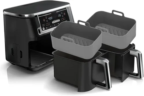 Miniatura 11 de 2 piezas de forros de silicona para freidora de aire rectangular para Ninja Foodi Dual DZ201 8QT/DZ090 6QT, MMH accesorios reutilizables