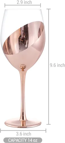 Miniatura 5 de MyGift Juego de 4 copas de vino con tallo de cobre de 14 onzas, cristalería para cenas y eventos de boda Cobre (juego de 4)