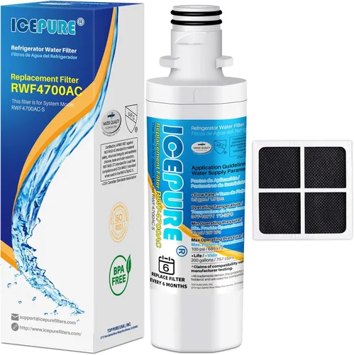 ICEPURE Filtro de agua para refrigerador ADQ747935 y repuesto para LG ® LT1000P®, MDJ64844601, Kenmore Elite 9980, ADQ74793501 LT1000PC ®