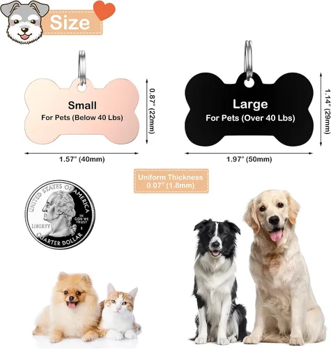 Miniatura 3 de GISUREY - Etiquetas de perro grabadas para mascotas, de acero inoxidable, etiquetas personalizadas de nombre de perro y gato, etiquetas de Hueso