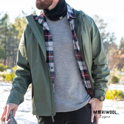 Miniatura 5 de MERIWOOL - Camisa térmica de manga larga para hombre, 100% lana merino
