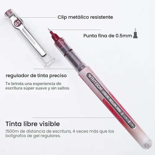 Miniatura 4 de WRITECH Bolígrafos de tinta líquida: bolígrafo de punta extra fina de 0.020 in, multicolor, 8 quilates, colores surtidos para diario, escritura