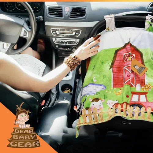 Miniatura 7 de Dear Baby Gear Funda de asiento de automóvil para niños y niñas, toldo para asiento de automóvil para bebé con apertura a presión, funda de asiento