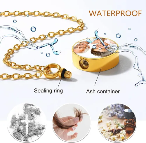 Miniatura 286 de FindChic Collares personalizados con urna para cenizas, barra vertical, gato, luna, reloj de arena, garra de perro, acero inoxidable, chapado en oro