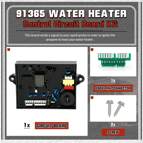 Miniatura 3 de Placa de circuito de control de calentador de agua 3 en 1 91365 RV con fusible, kit de corte térmico 91447 y termostato ecológico, electrodo
