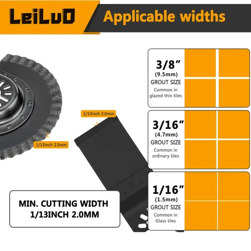 Miniatura 6 de LEILUO - Juego de 3 cuchillas de carburo de 80MM para multiherramienta, universal, para quitar lechada, accesorios para herramienta oscilante
