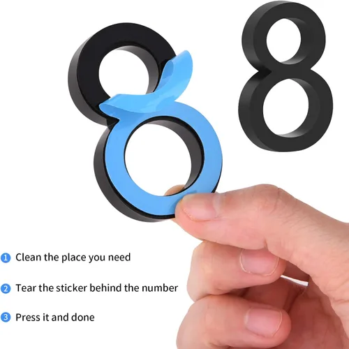 Miniatura 6 de Números de buzón autoadhesivos, calcomanías de número de dirección de puerta para oficina, efecto 3D elevado, cromado